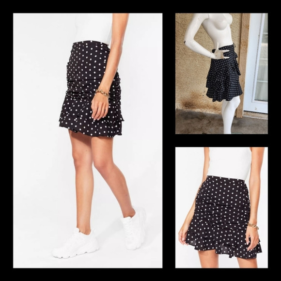 RALPH LAUREN Still Dot It Ruffle‎ Mini Skirt - Picture 1 of 4